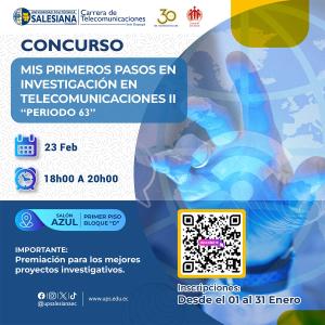 Afiche promocional del Concurso: Mis primeros pasos en investigación en Telecomunicaciones II